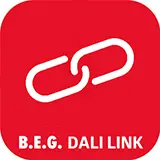Rotes App-Symbol der B.E.G. DALI LINK App mit Bluetooth- und Funksignal-Symbolen