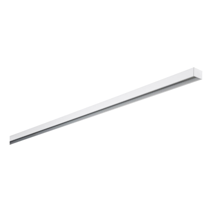 Tragschiene Perseus. Die leichte Aluminiumschiene in Weiss schwebt geradlinig durch den Raum und ermöglicht eine flexible Positionierung der Leuchten. Tragschiene Perseus. Die leichte Aluminiumschiene