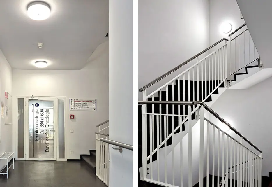 TRIVALITE-Leuchten modernisieren alte Treppenhausbeleuchtungen und erhöhen die Energieeffizienz. TRIVALITE-Leuchten ersetzen bestehende Beleuchtung einfach und machen Treppenhäuser sparsamer.